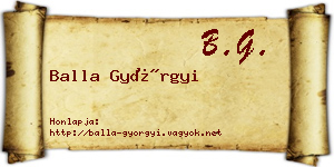 Balla Györgyi névjegykártya